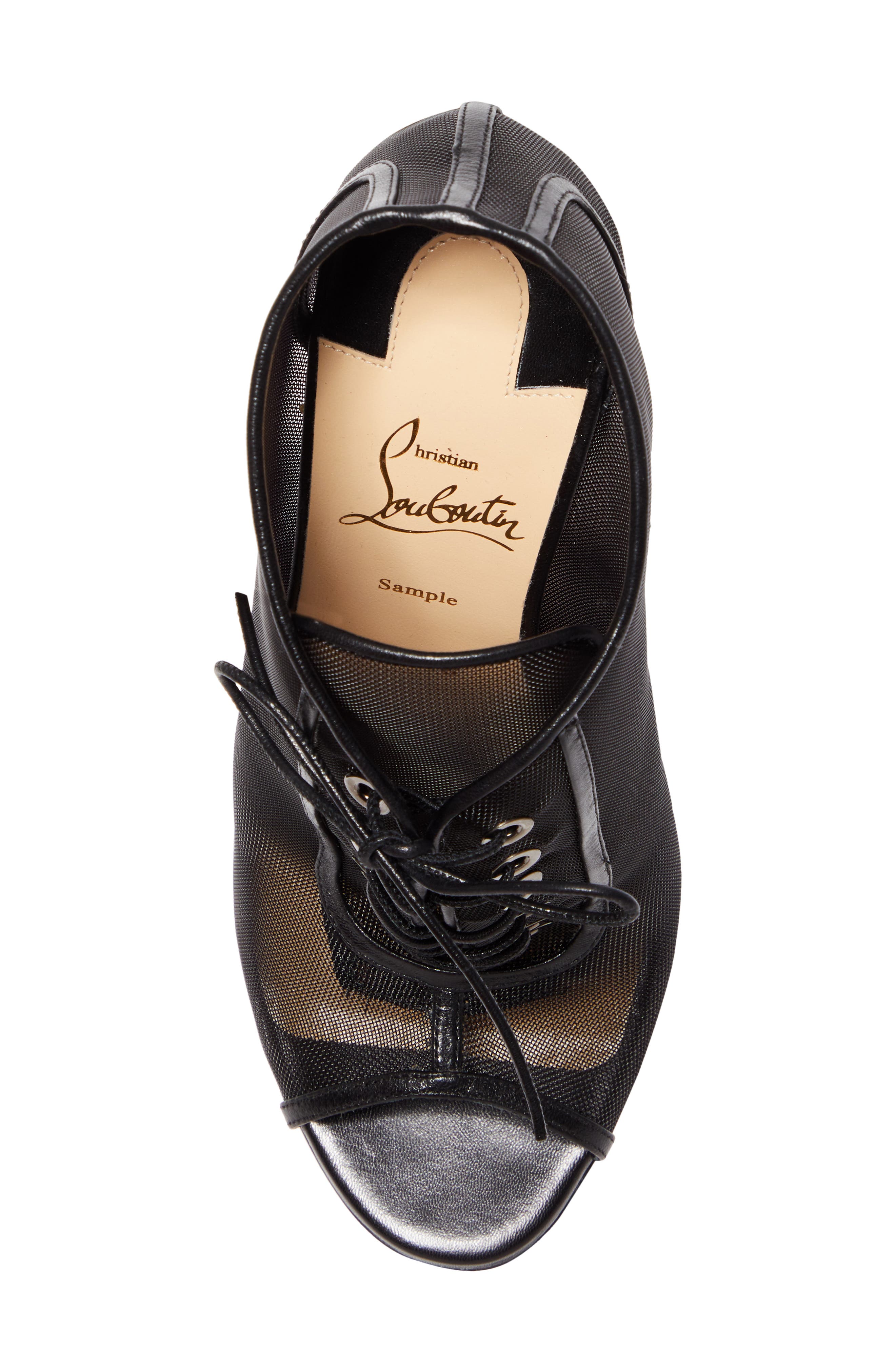 Christian Louboutin Ondessa Mesh Lace Up Peep Toe Bootie, Alternate, color, 