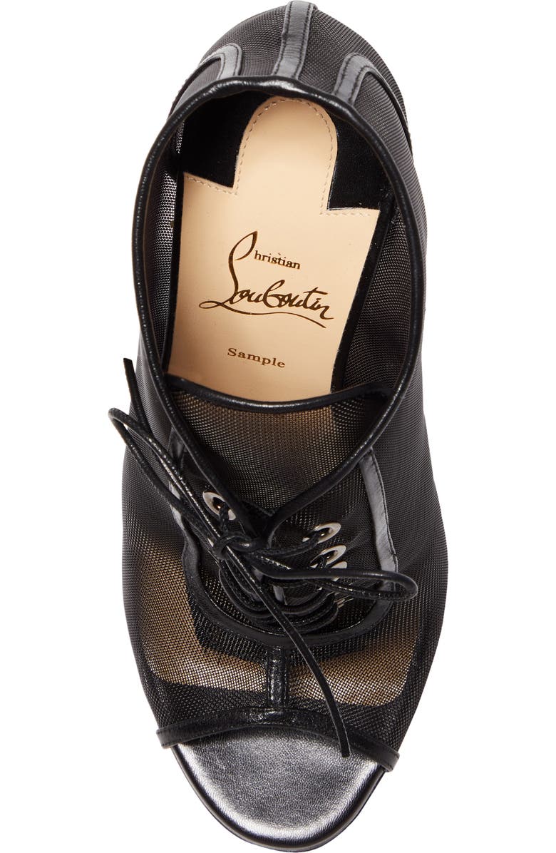 Christian Louboutin Ondessa Mesh Lace Up Peep Toe Bootie, Alternate, color,
