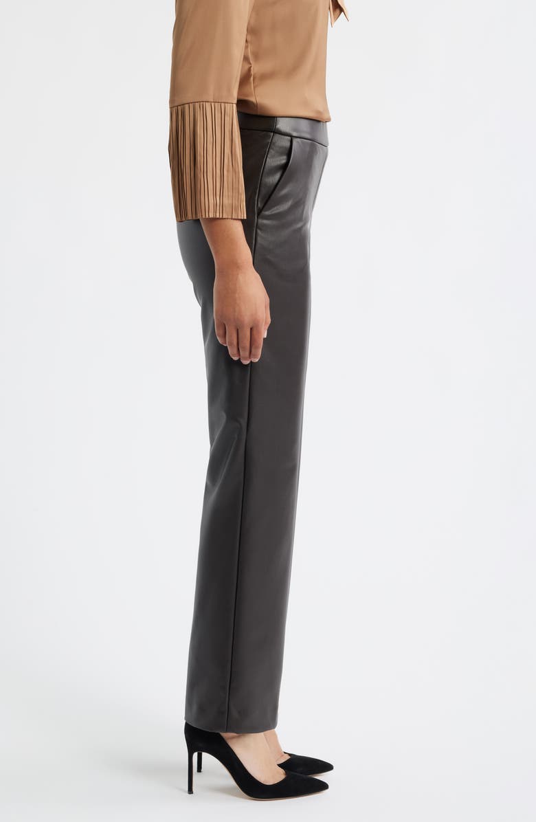 Anne Klein Faux Leather Pull-On Pants, Alternate, color, Deep Mahogany