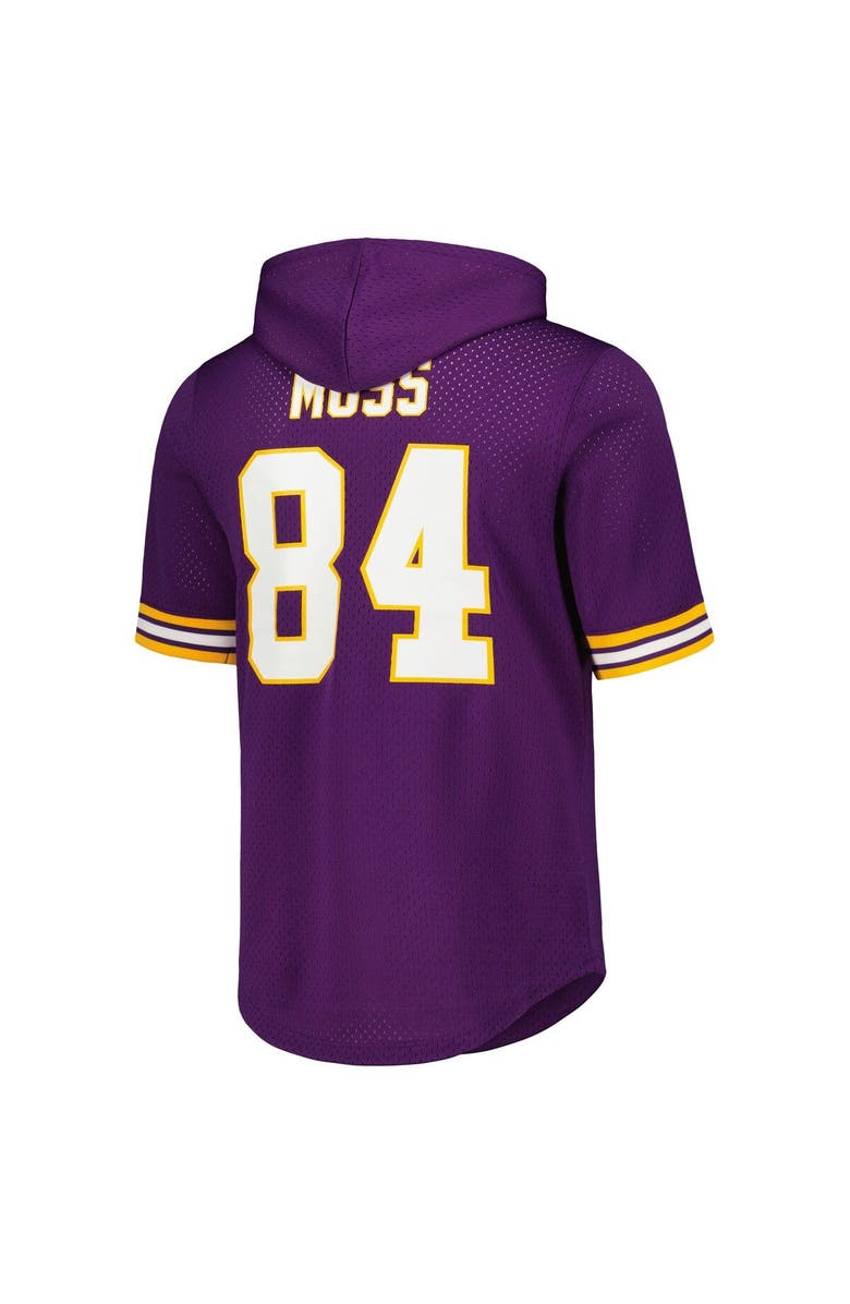 Mitchell & Ness Men's Mitchell & Ness Randy Moss Purple Minnesota Vikings Retired Player Name & Number Mesh Hoodie T-Shirt, Alternate, color, Purple