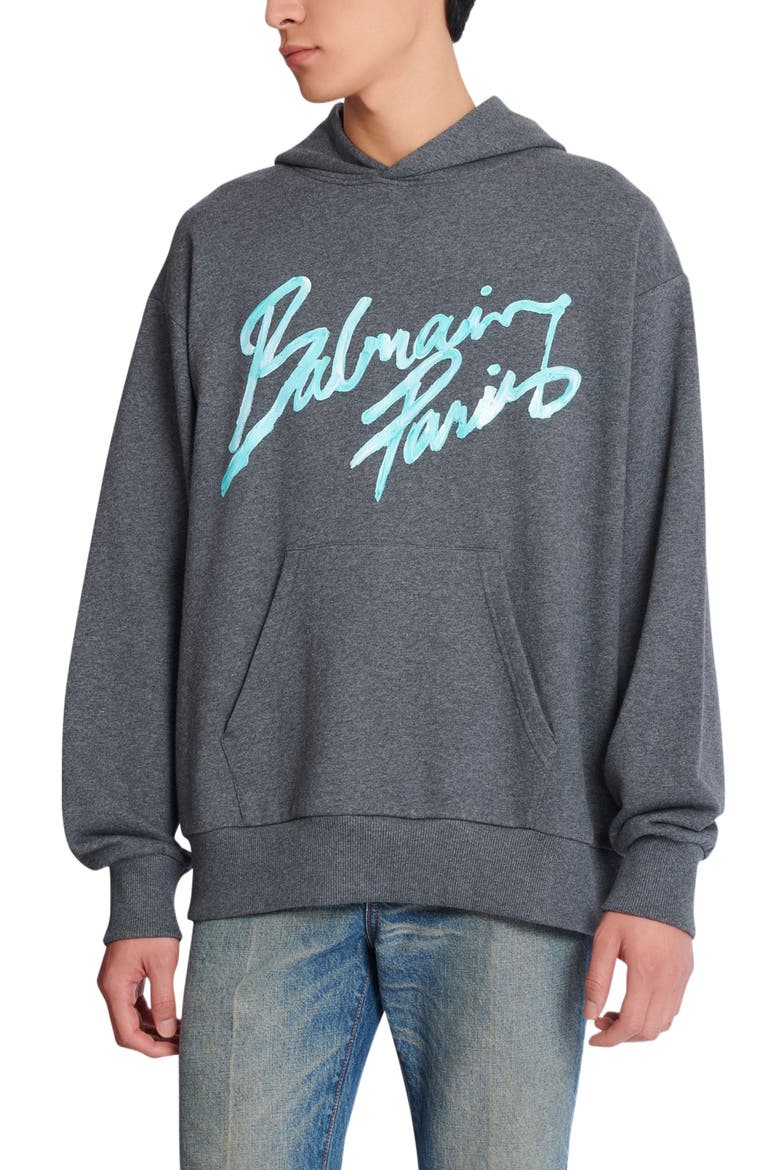 Printed hoodie, Alternate, color, grey