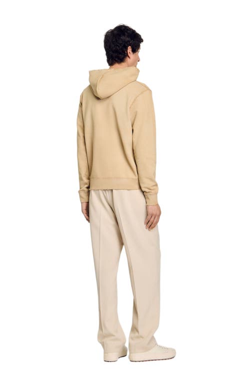 Sandro Patch Hoodie In Neutral