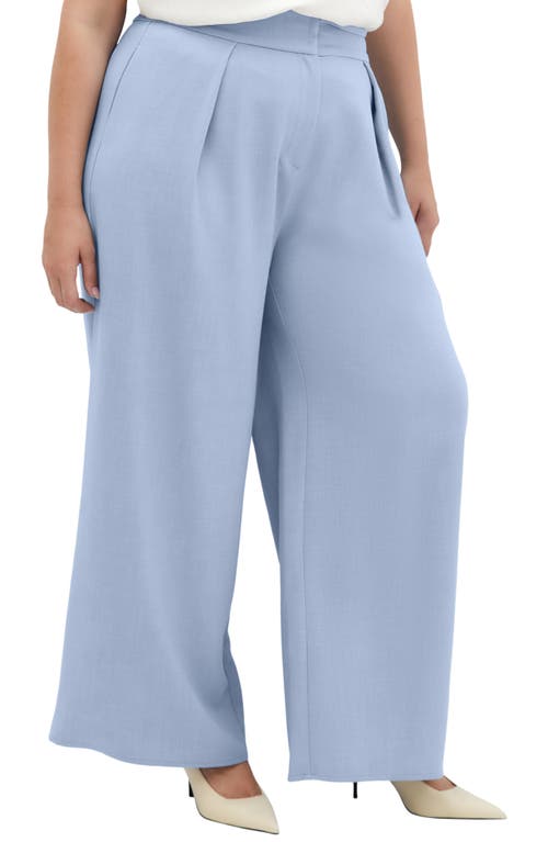 Shop City Chic Tori Front Pleat Wide Leg Pants In Bluebell