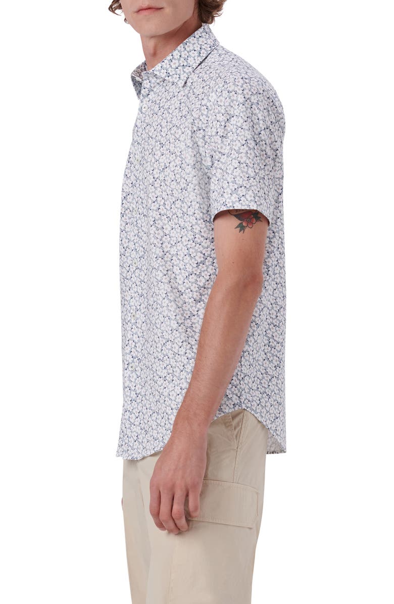 Bugatchi Miles OoohCotton<sup>®</sup> Floral Short Sleeve Button-Up Shirt, Alternate, color, 