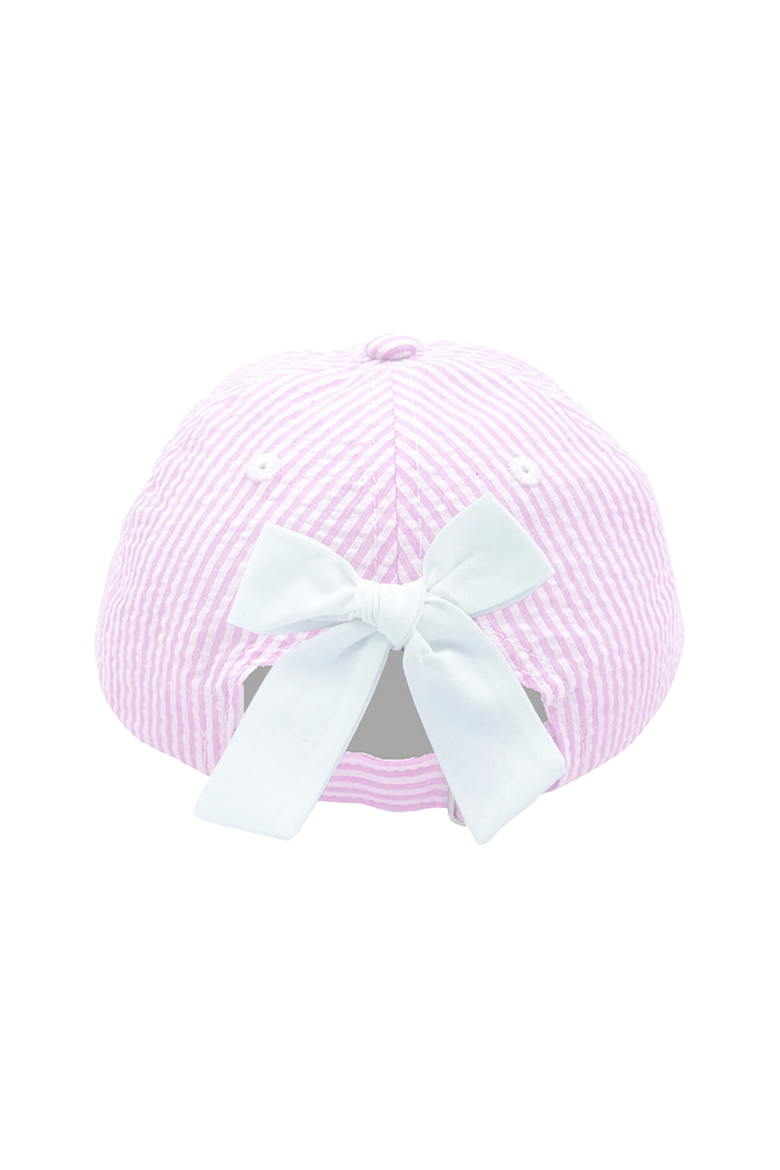 Big Sis Seersucker Bow Baseball Hat, Alternate, color, Pink