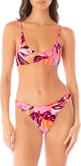 Coral Leafy Liberties Reversible Bikini Top