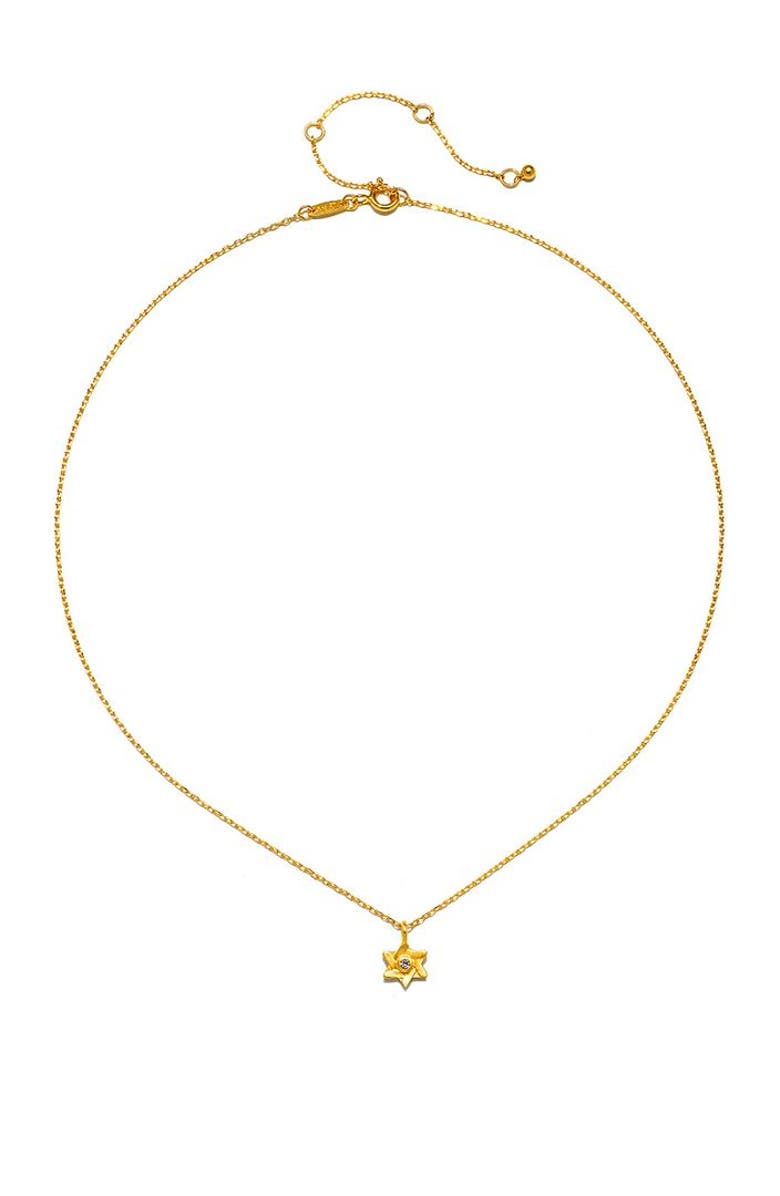 Satya Jewelry Guiding Faith White Topaz Star of David Necklace, Main, color, Gold