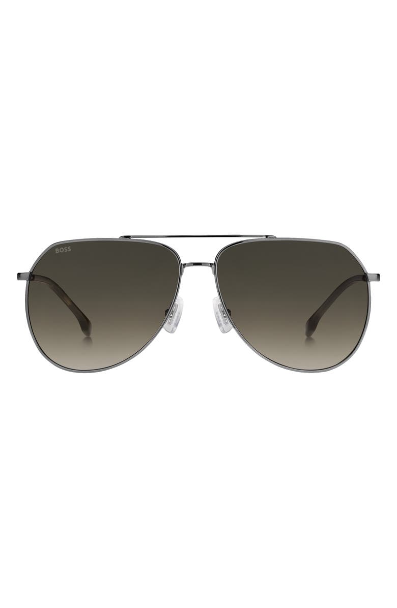 BOSS 61mm Aviator Sunglasses, Main, color, Dark Ruthenium