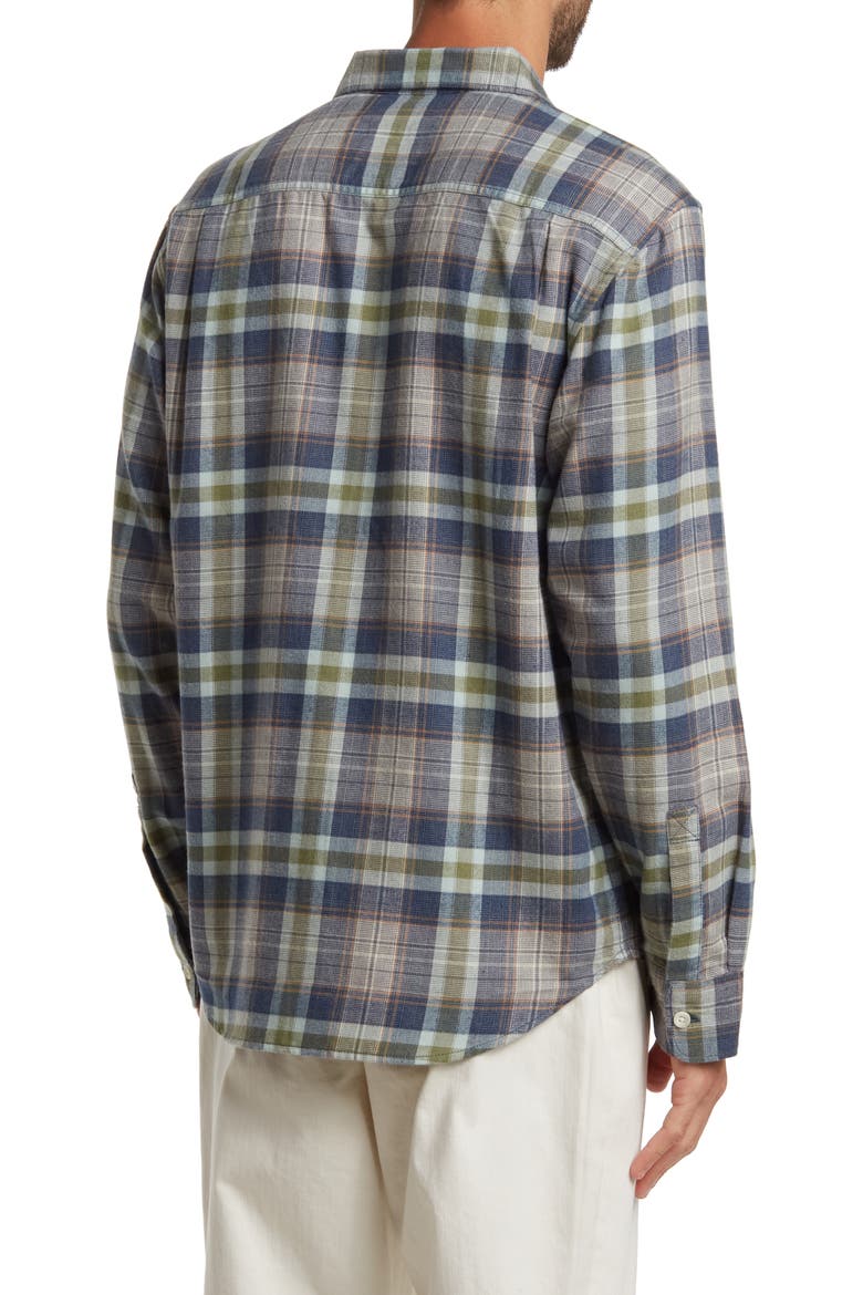 Lakeside Plaid Flannel Button-Up Shirt, Alternate, color, DK FERN