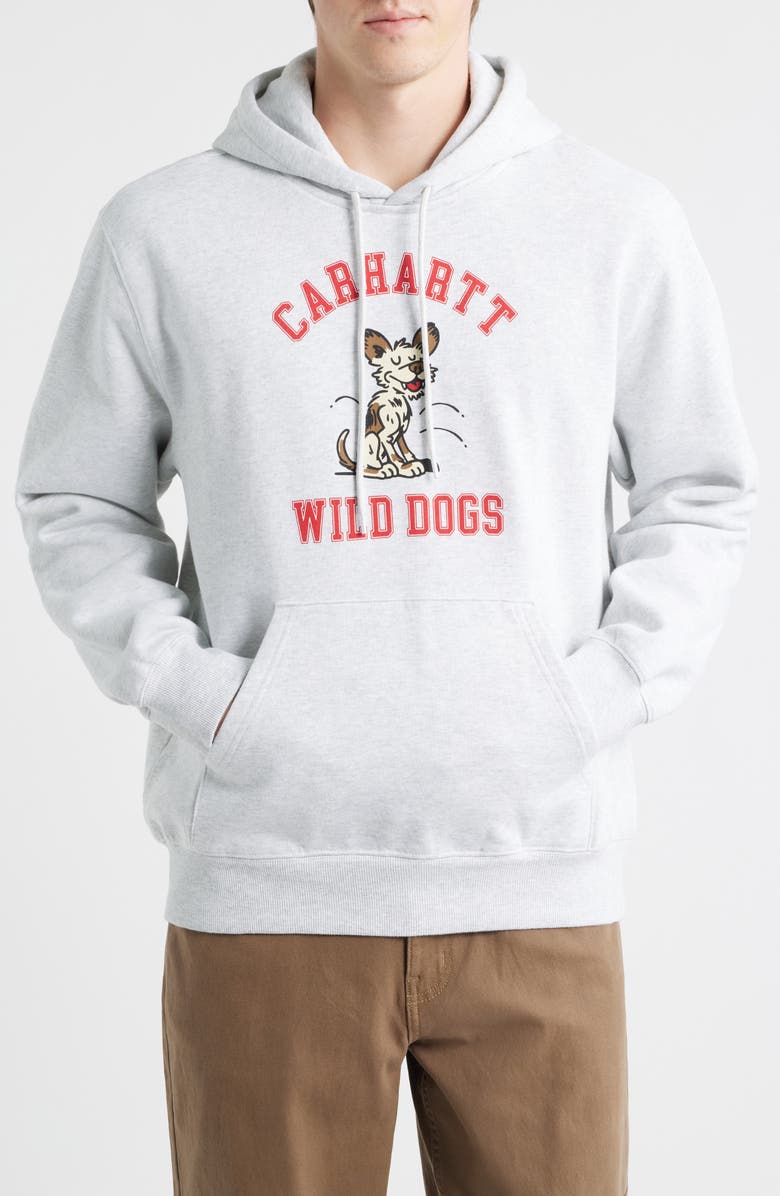 Carhartt Work In Progress Wild Dog Cotton Graphic Hoodie, Main, color, Ash Heather