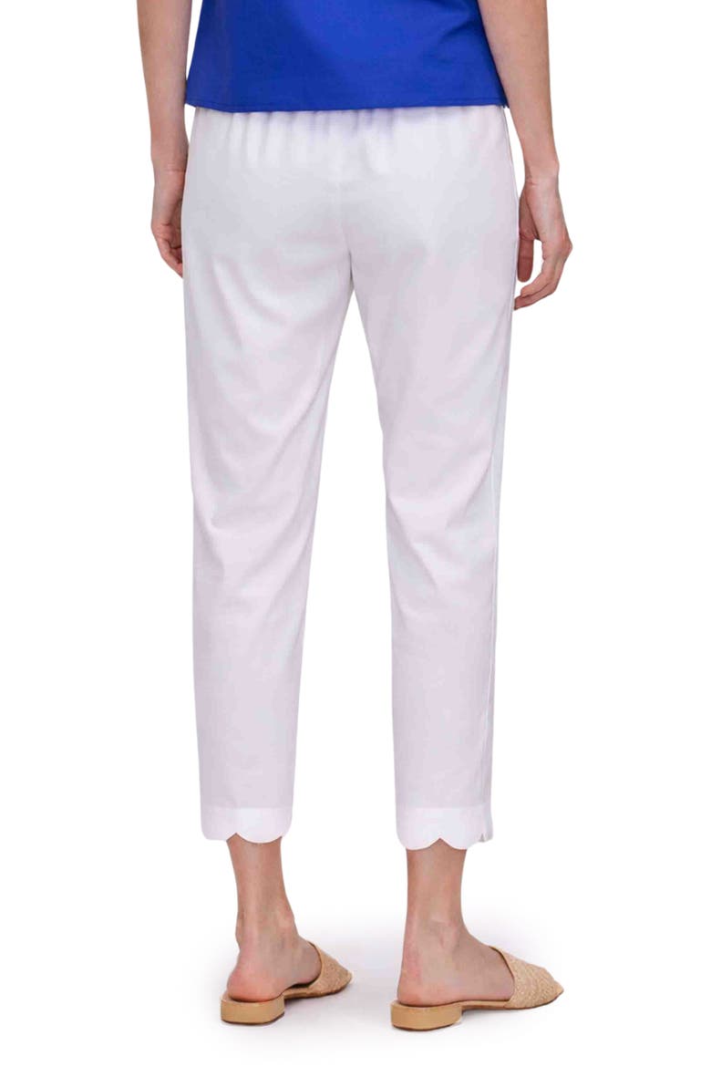 Elaine Scallop Hem Cotton Blend Crop Pants, Alternate, color, WHITE