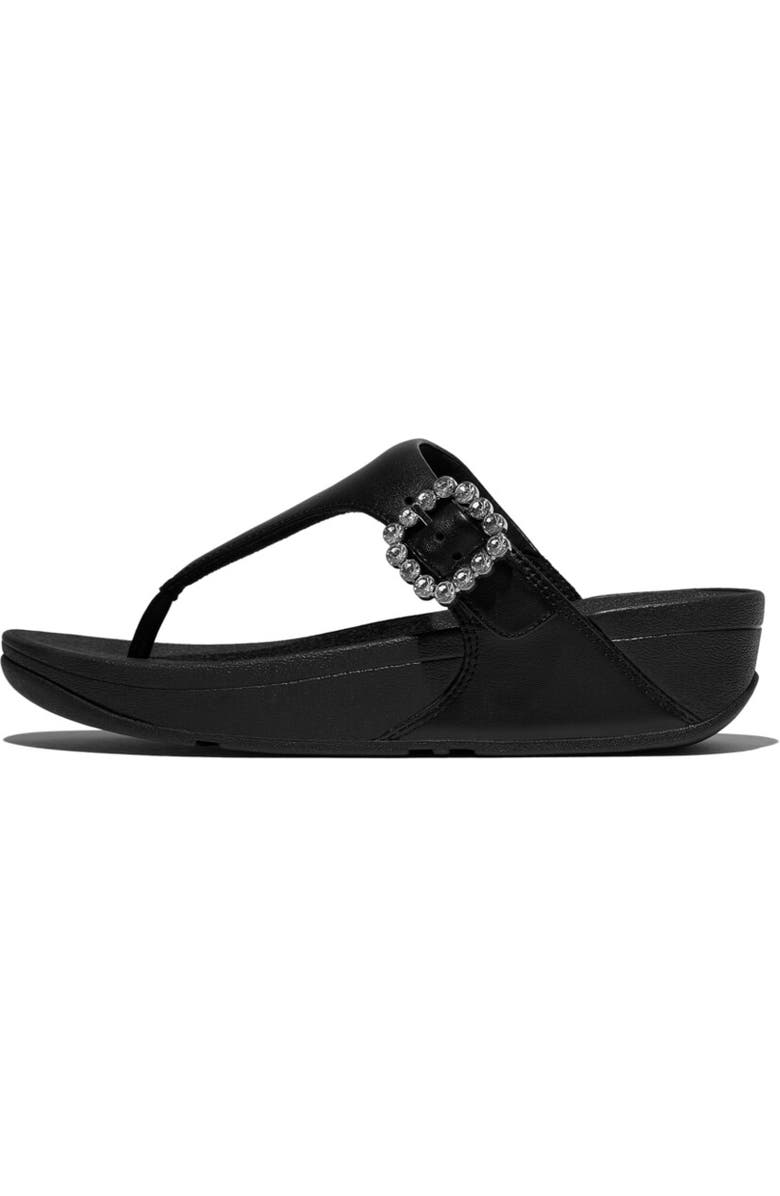 FitFlop Lulu Crystal-Buckle Toe-Post, Alternate, color, All Black