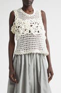 Tao Comme des Garçons Crop Crochet Flower Mesh Tank