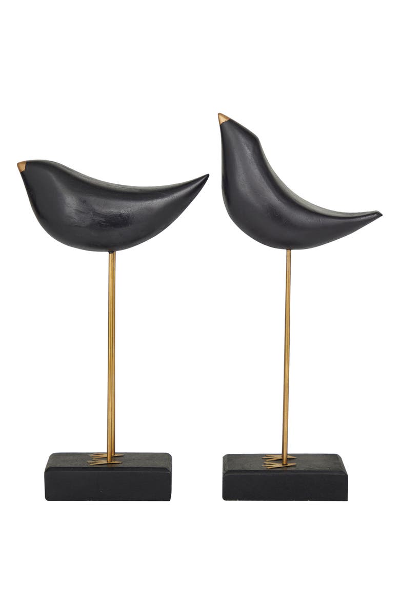 GINGER BIRCH STUDIO Black Wood Traditional Bird Sculpture, Alternate, color, Black
