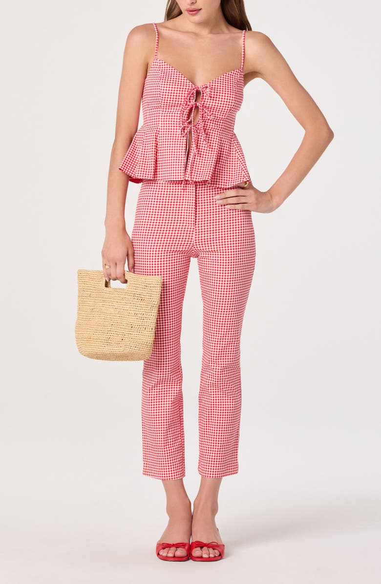 ASTR the Label Alma Stretch Cotton Gingham Top, Alternate, color, Red Gingham