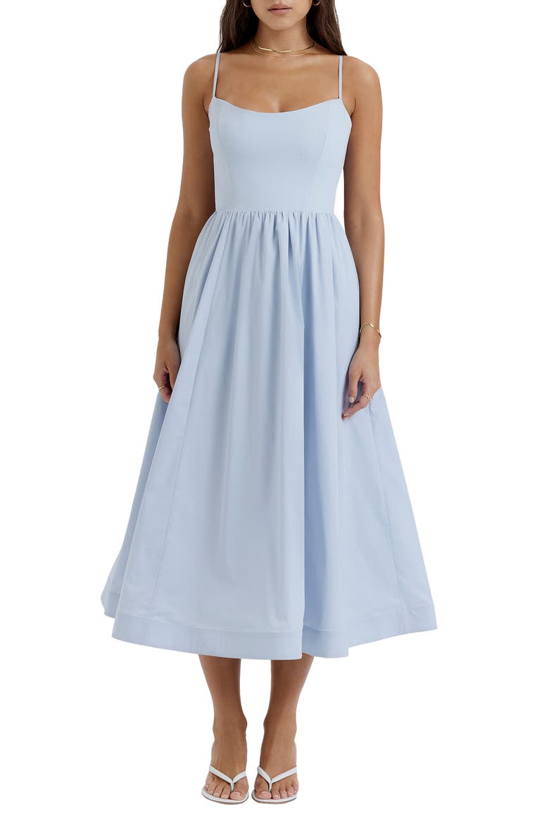 Lolita Corset Cotton Blend Fit & Flare Dress, Main, color, SOFT BLUE