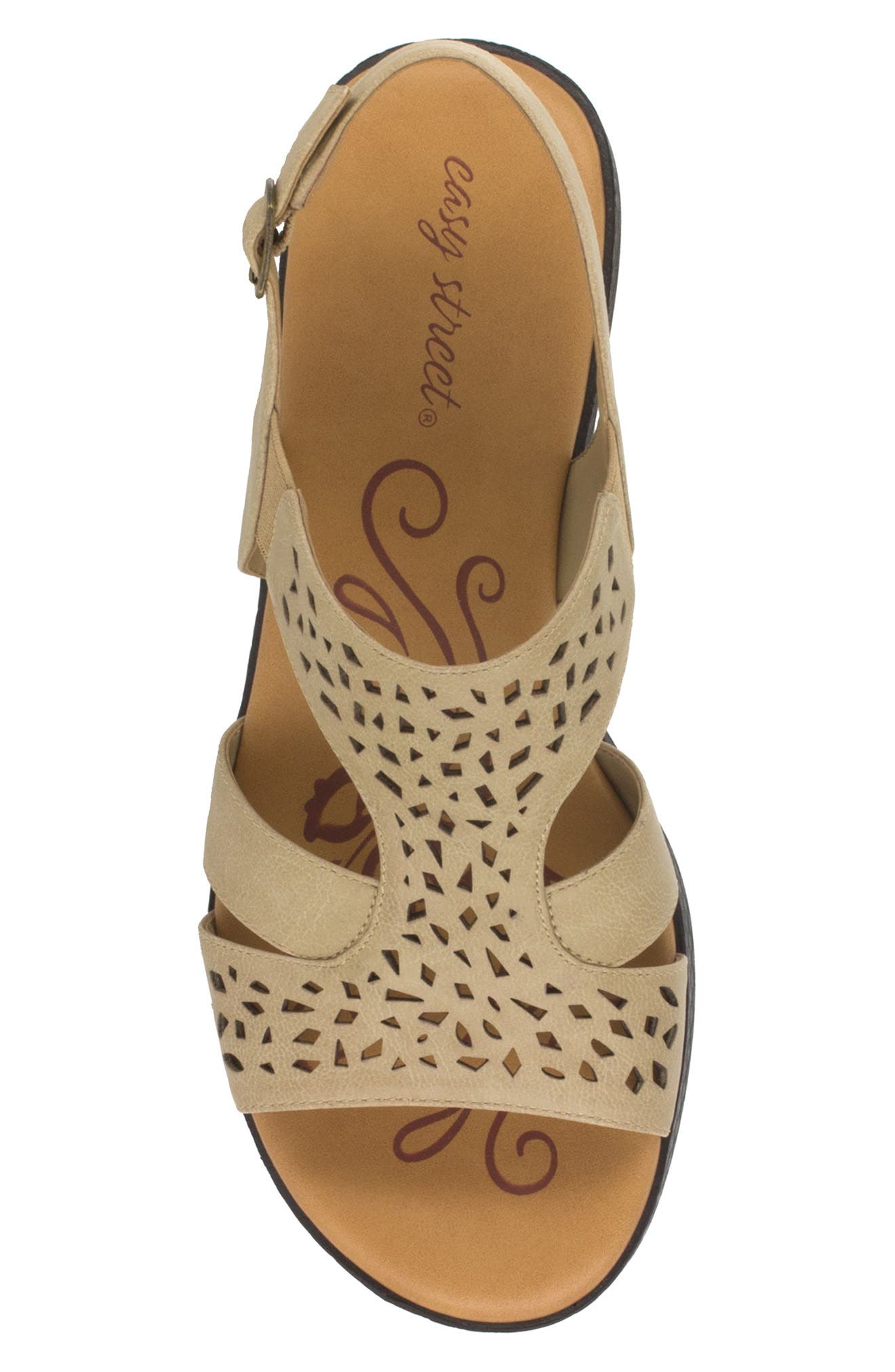EASY STREET Bolt Perforated Strappy Sandal, Alternate, color, Stone