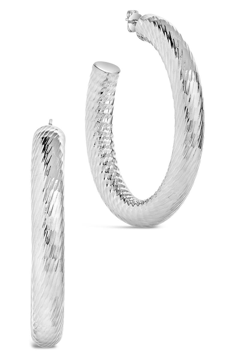 Sterling Forever Amina Hoop Earrings, Main, color, Silver