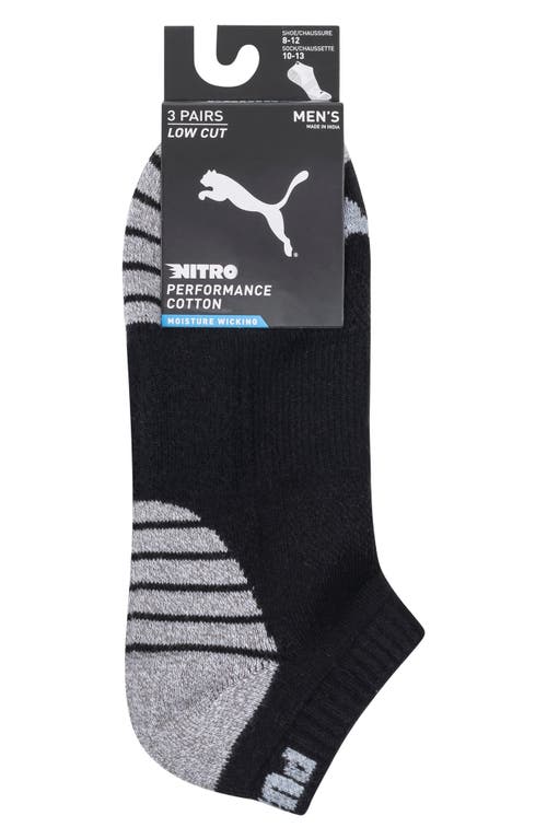 Puma 3-pack Terry Low Cut Length Socks In Black Grey