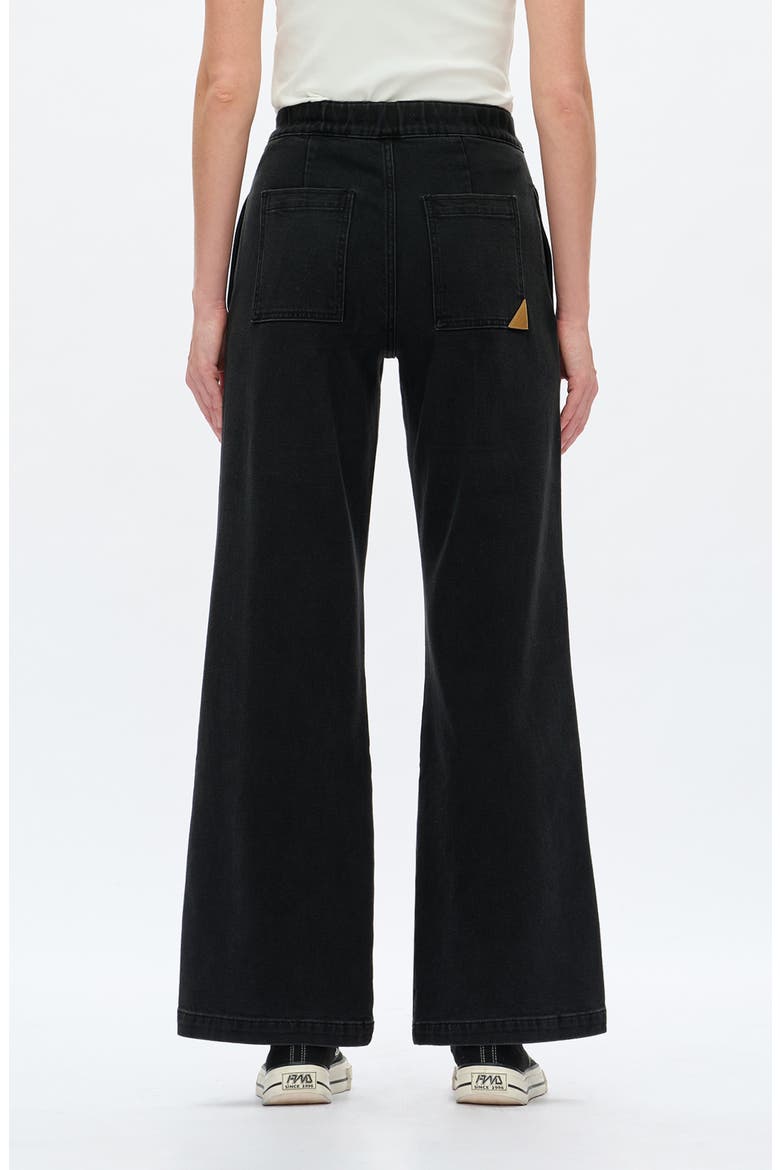 High Waist Raw Hem Wide Leg Jeans, Alternate, color, BLACK