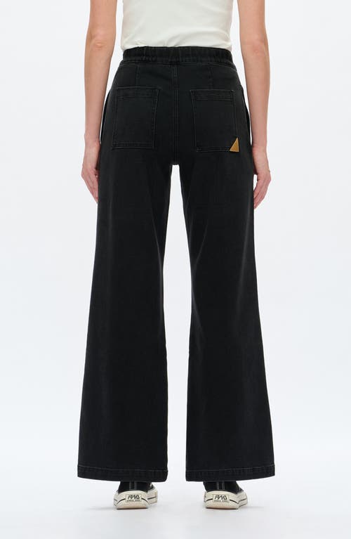 Bayeas High Waist Raw Hem Wide Leg Jeans In Black