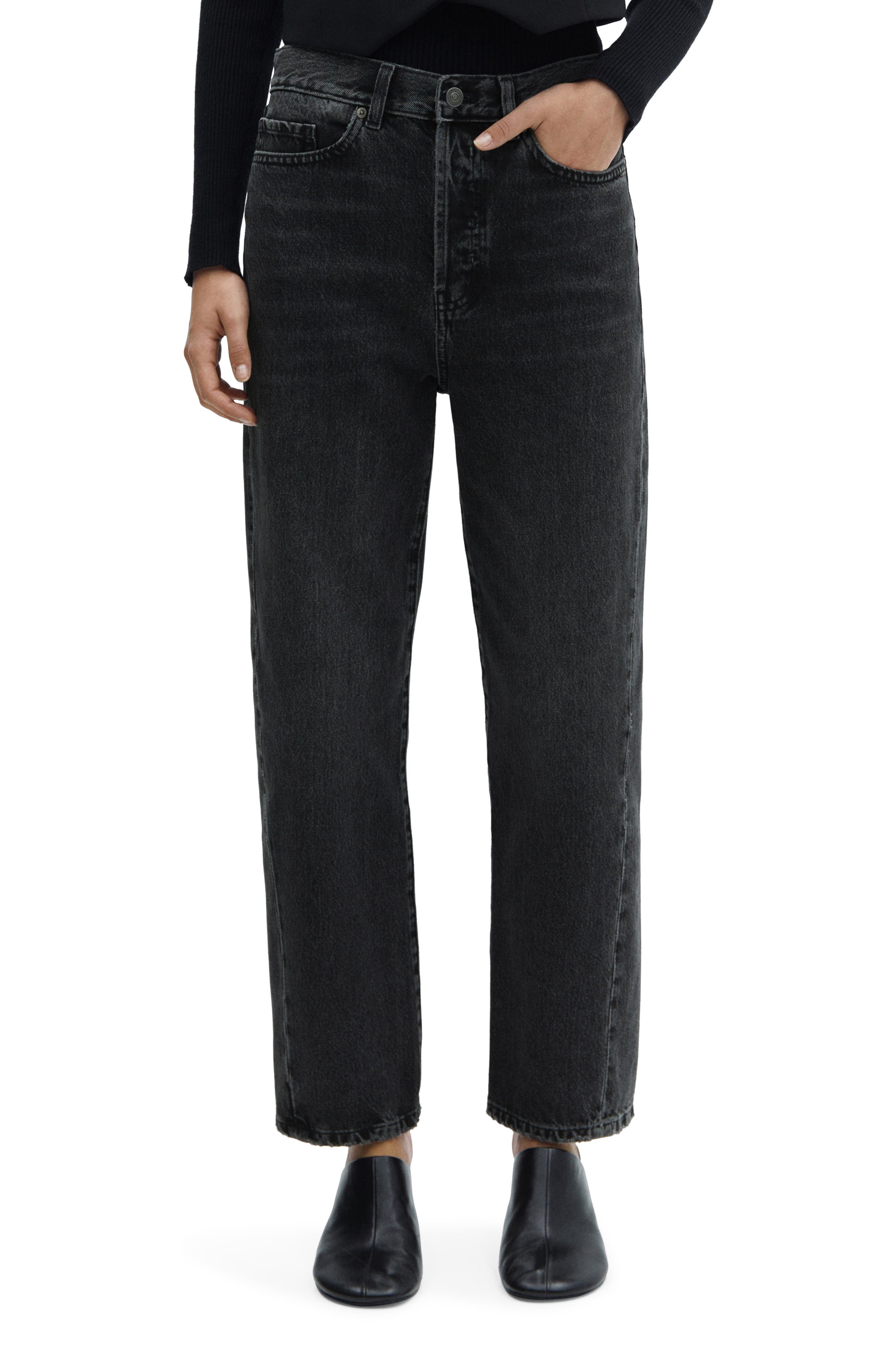 Forward Seam High Waist Straight Leg Jeans