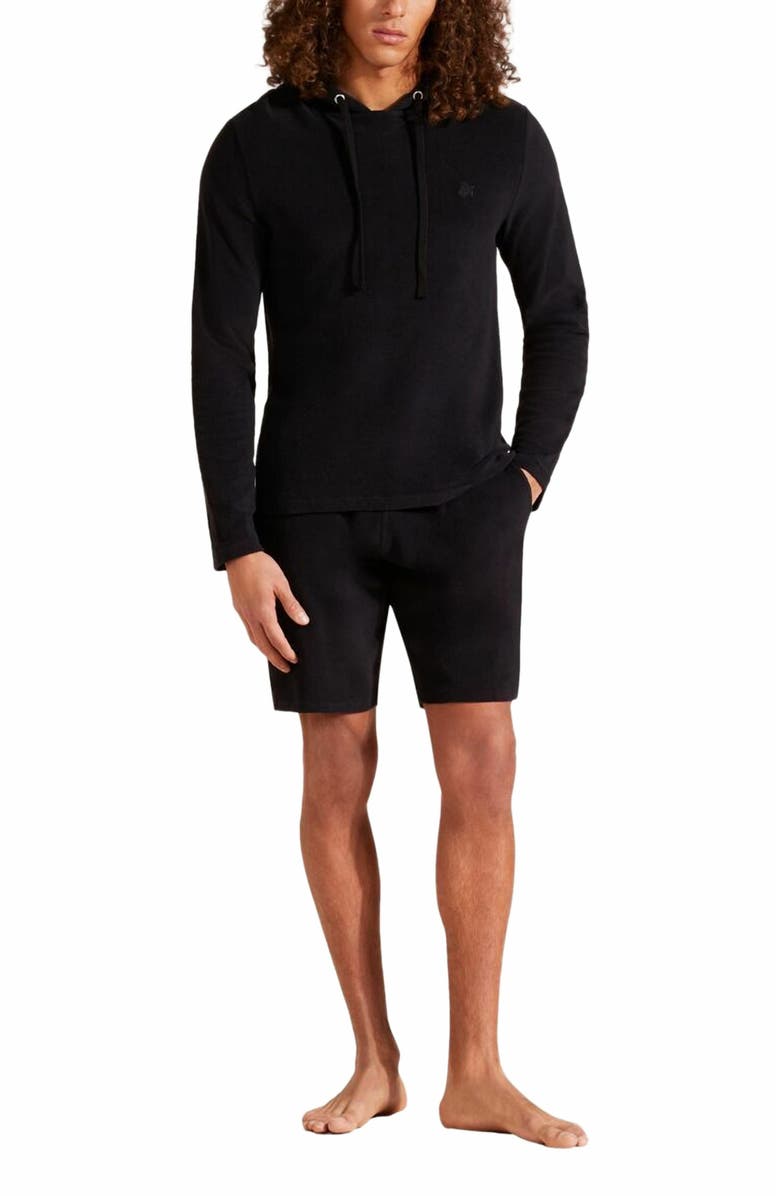 Vilebrequin Men's Terry Long-Sleeved Hooded T-Shirt, Main, color, Noir