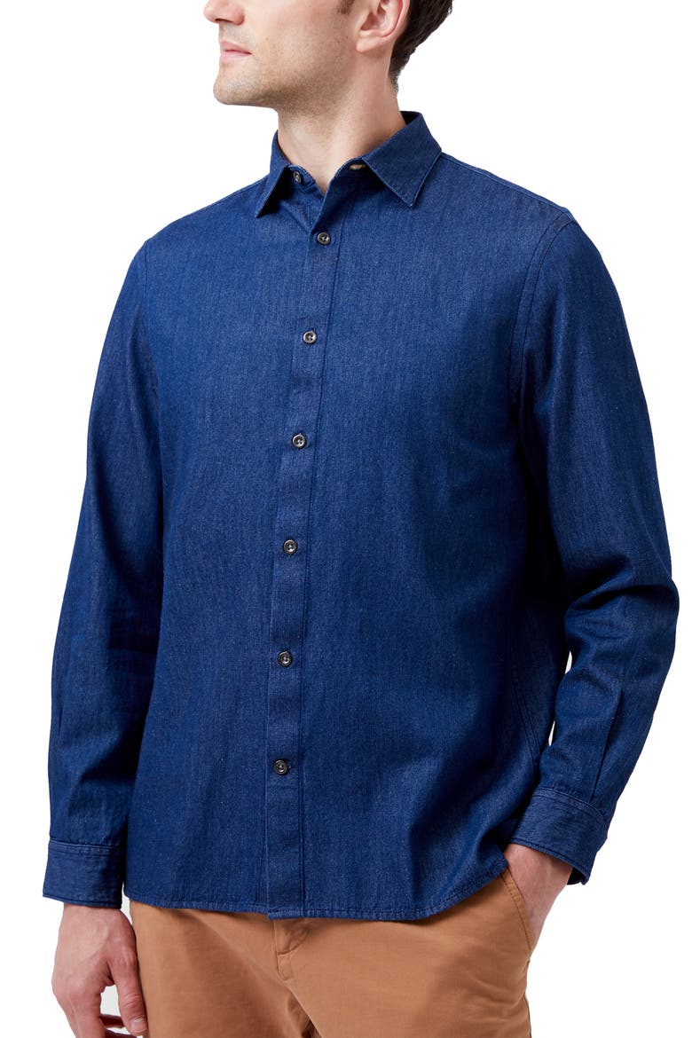 Denim Button-Up Shirt, Alternate, color, MID WASH