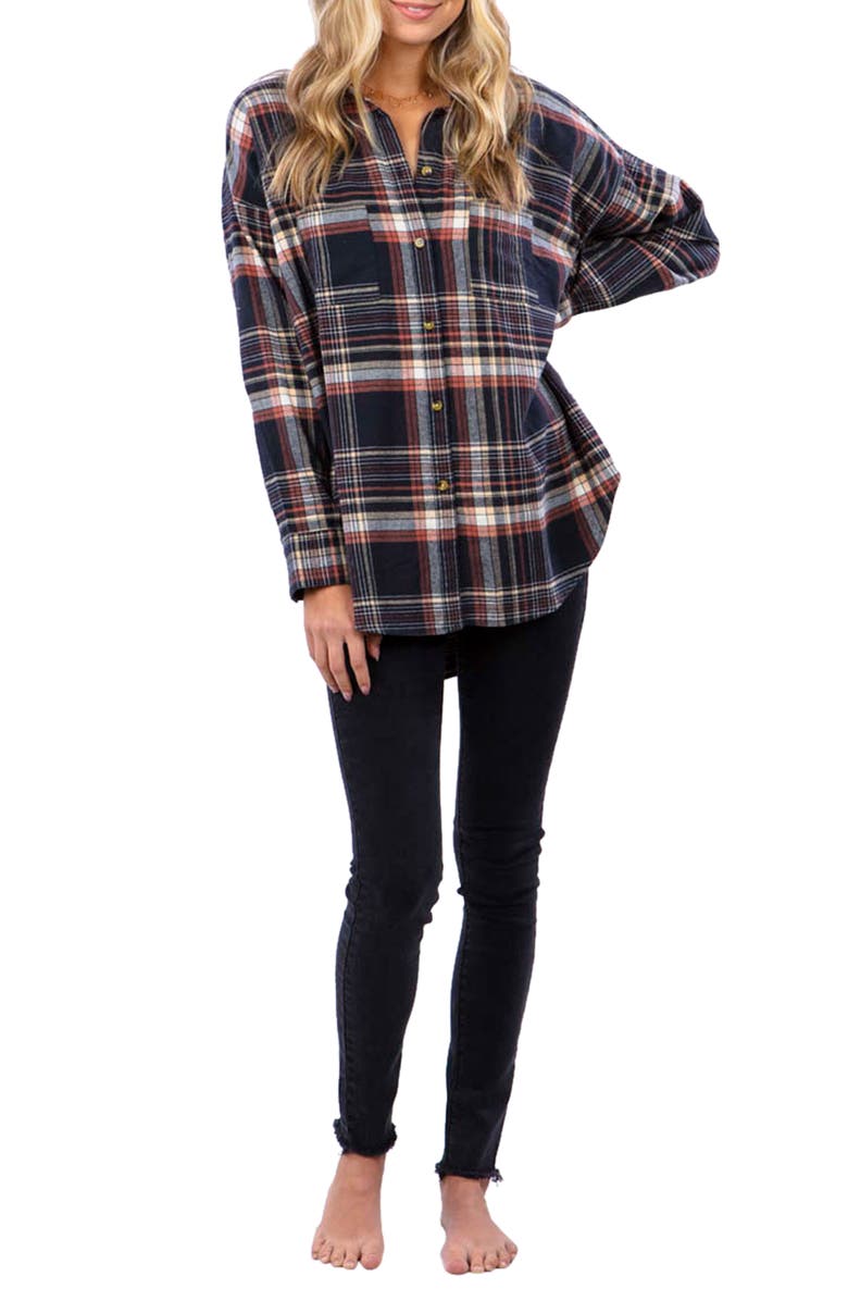 Rip Curl Postcards Cotton Flannel Button-Up Shirt, Alternate, color,