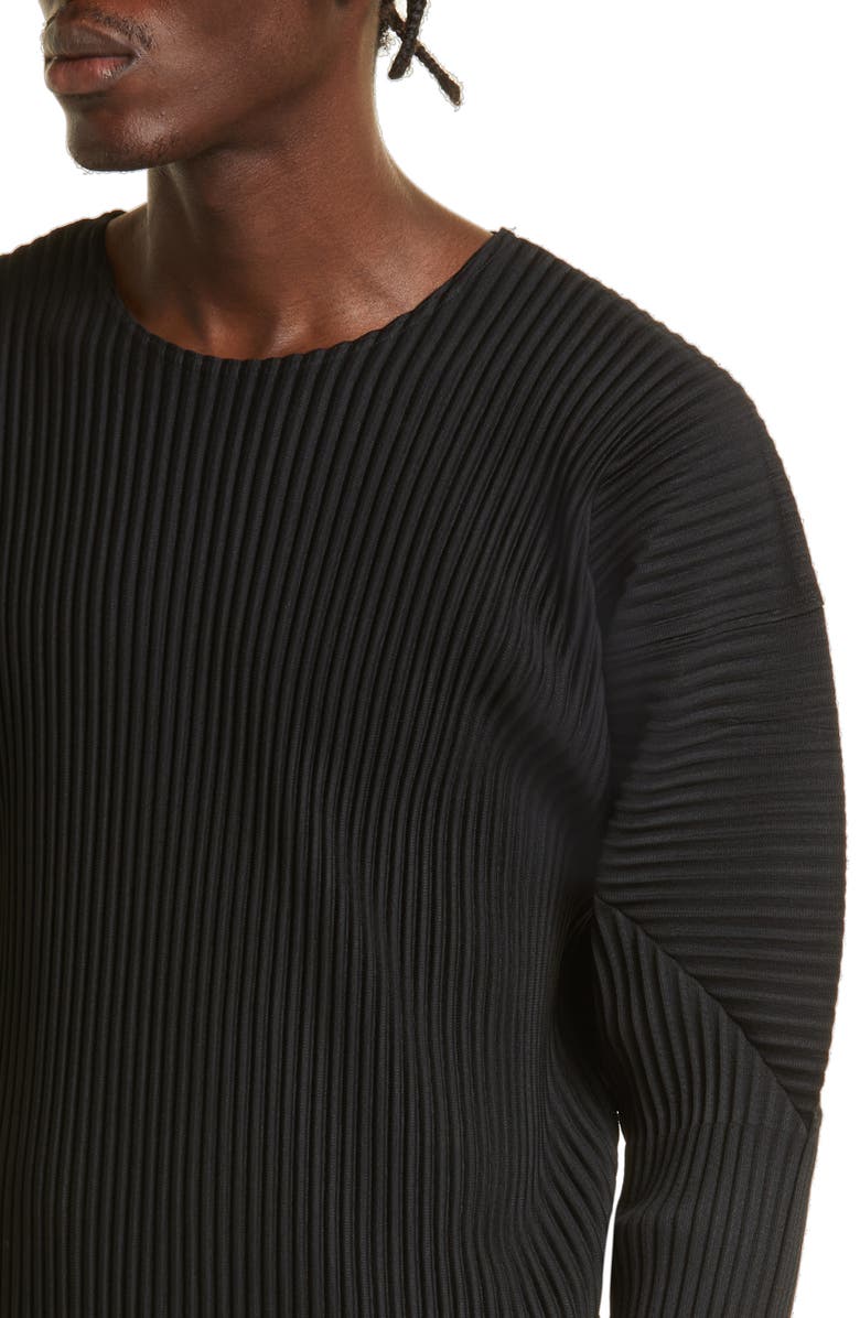 Homme Plissé Issey Miyake Men's Pleated Crewneck Long Sleeve T-Shirt, Alternate, color, 