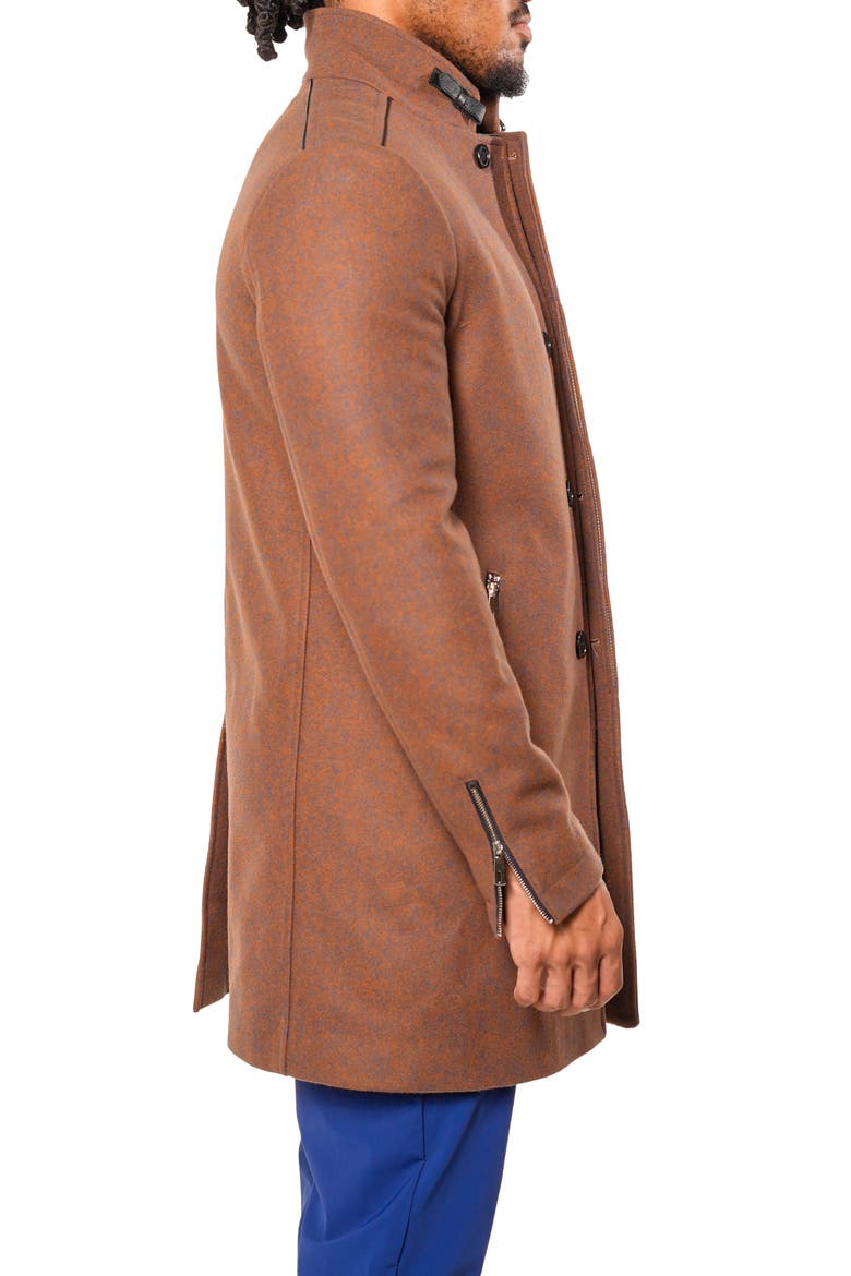 Orange Wool Blend Car Coat with Quilted Bib, Alternate, color, ORANGE