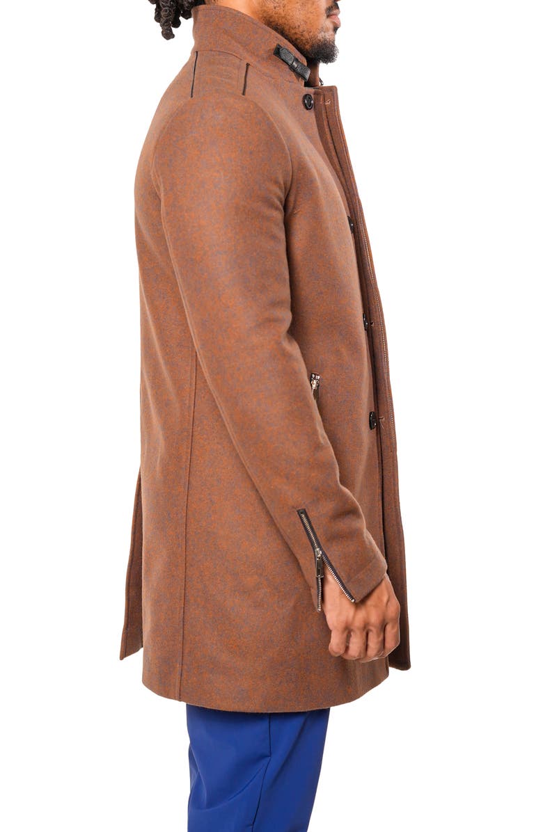 Maceoo Orange Wool Blend Car Coat with Quilted Bib, Alternate, color, Orange