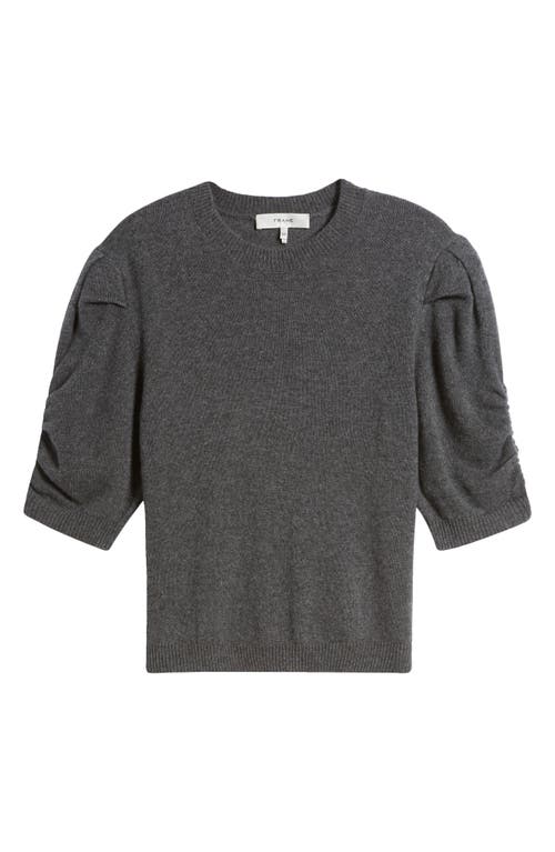 Frame Ruched Sleeve Recycled Cashmere & Wool Sweater In Dark Gris Heather