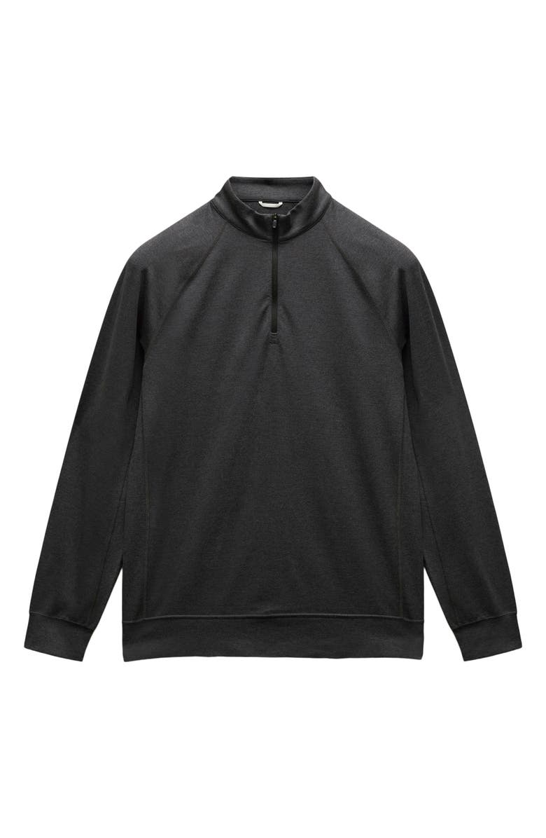 Reigning Champ Recovery Brushed Jersey Quarter Zip Pullover, Alternate, color, Heather Washed Black