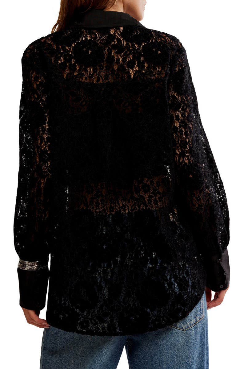 Free People Faith Lace Button-Up Shirt, Alternate, color, Black