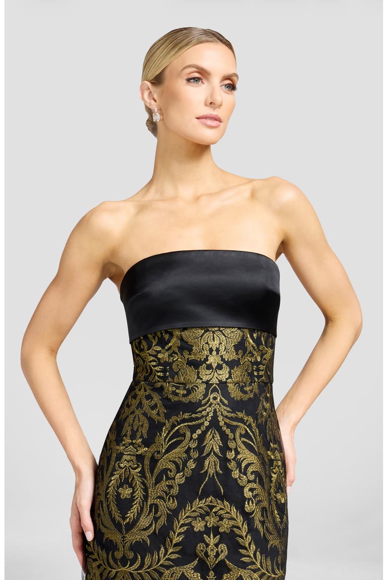 Shay Metallic Strapless Gown, Alternate, color, BLACK-GOLD