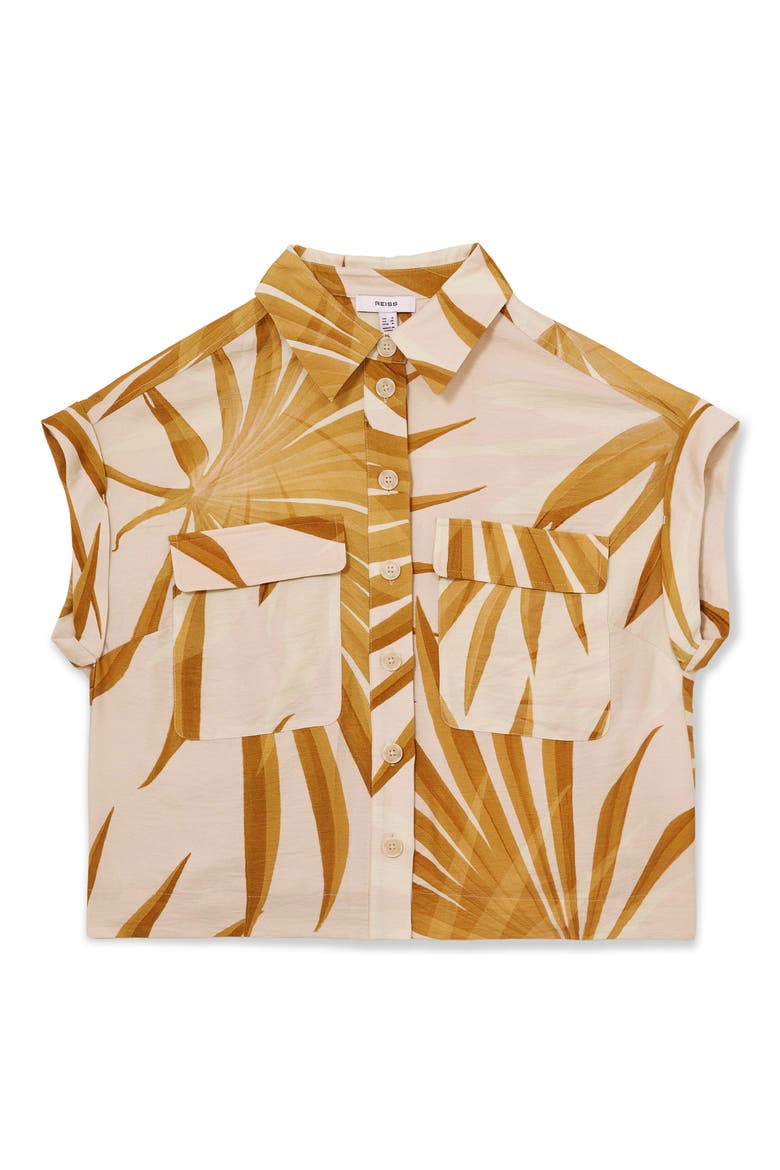 Hanna Frond Print Camp Shirt, Alternate, color, NEUTRAL