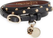McQueen Hammered Studs Wrap Leather Bracelet
