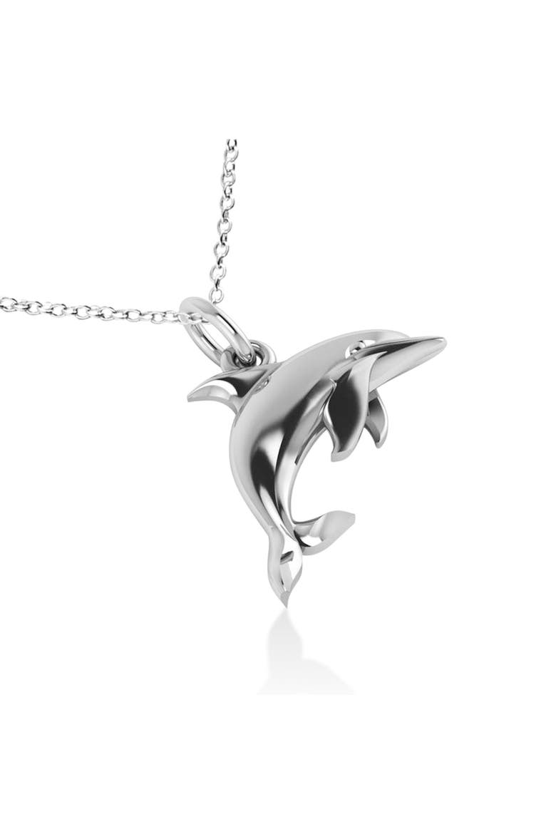 Dolphin Pendant Necklace 14k, Alternate, color, white gold