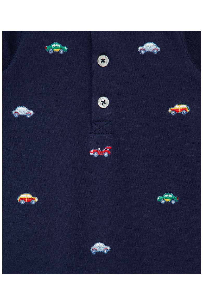 Cars Embroidered Romper & Socks Set, Alternate, color, BLUE