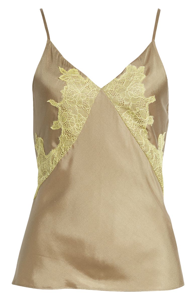 rag & bone Logan Lace Silk Blend Camisole, Alternate, color, Olivegrn