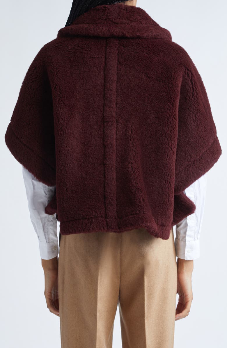 Max Mara Teddy Bear Cape, Alternate, color, Red Purple