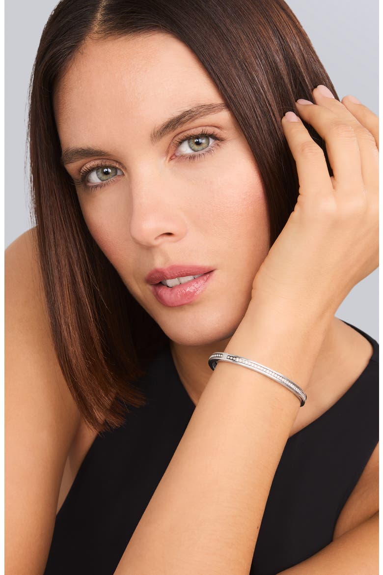Caviar Spark Diamond Bangle Bracelet, Alternate, color, SILVER