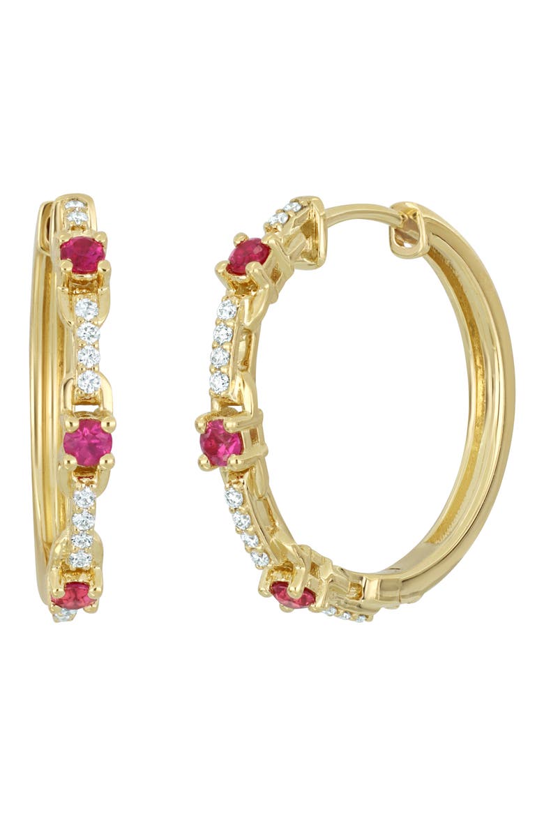 El Mar Hoop Earrings, Main, color, 18K YELLOW GOLD RUBY