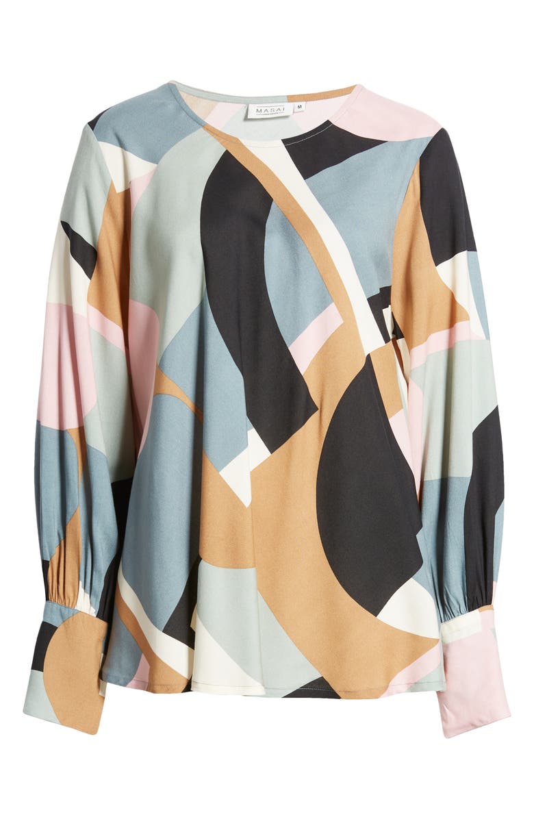 Masai Copenhagen Drisa Abstract Print Long Sleeve Top, Alternate, color,