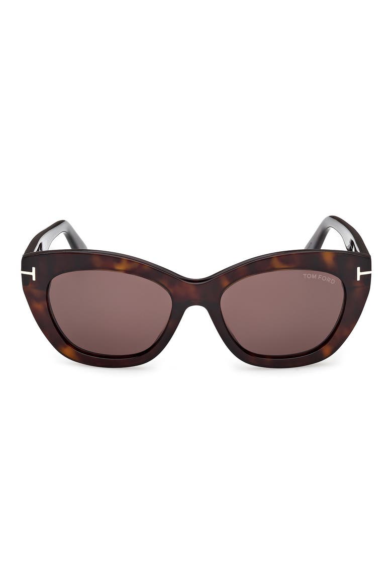 Linda 53mm Butterfly Sunglasses, Main, color, DARK HAVANA/ WARM BROWN LENSES