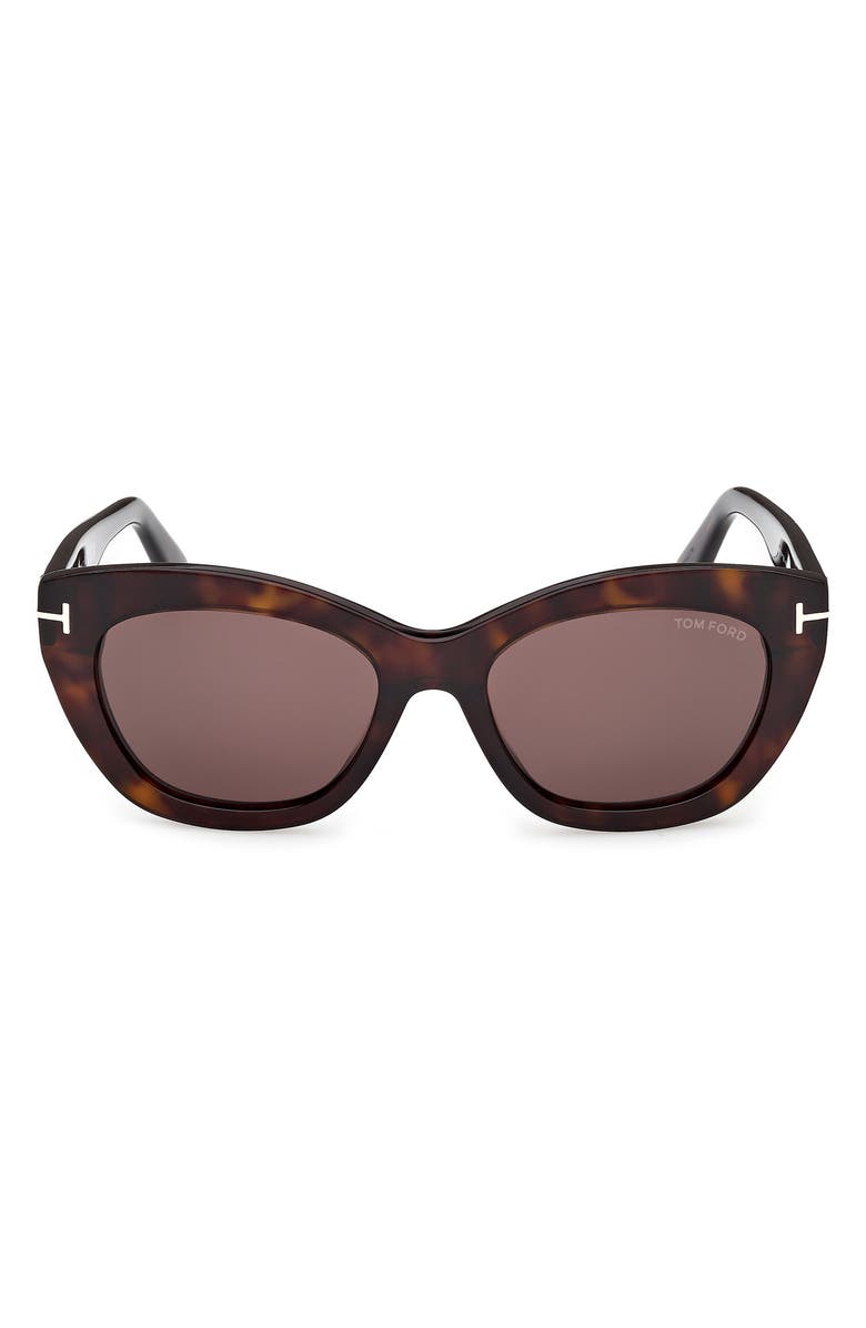 TOM FORD Linda 53mm Butterfly Sunglasses, Main, color, Dark Havana/ Warm Brown Lenses