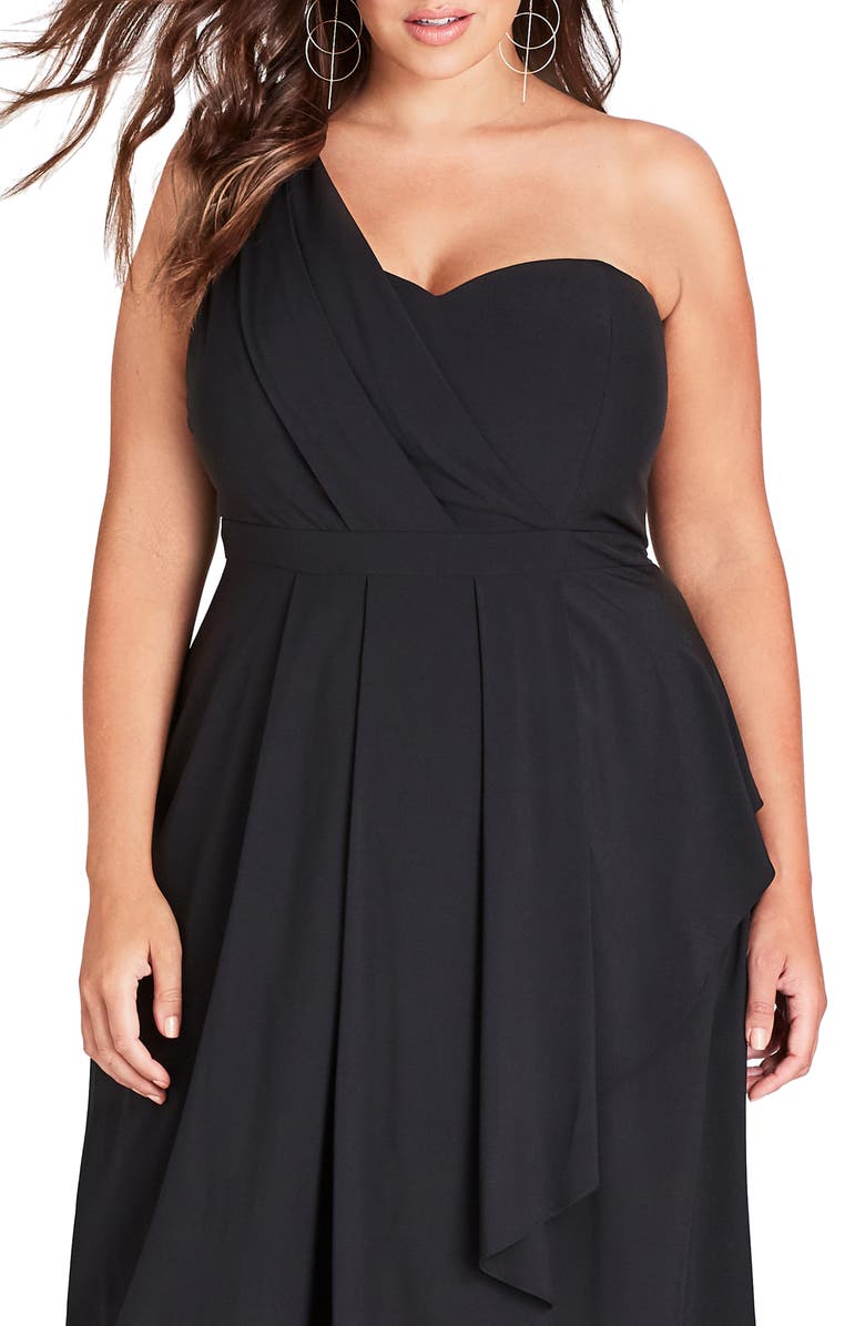 City Chic Allure One-Shoulder Maxi Dress, Alternate, color, 