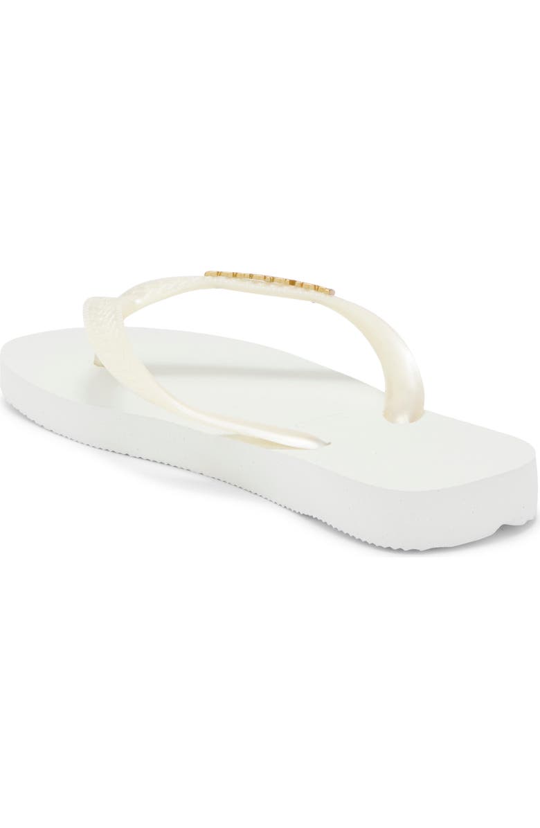 Havaianas Metallic Logo Flip Flop, Alternate, color, White