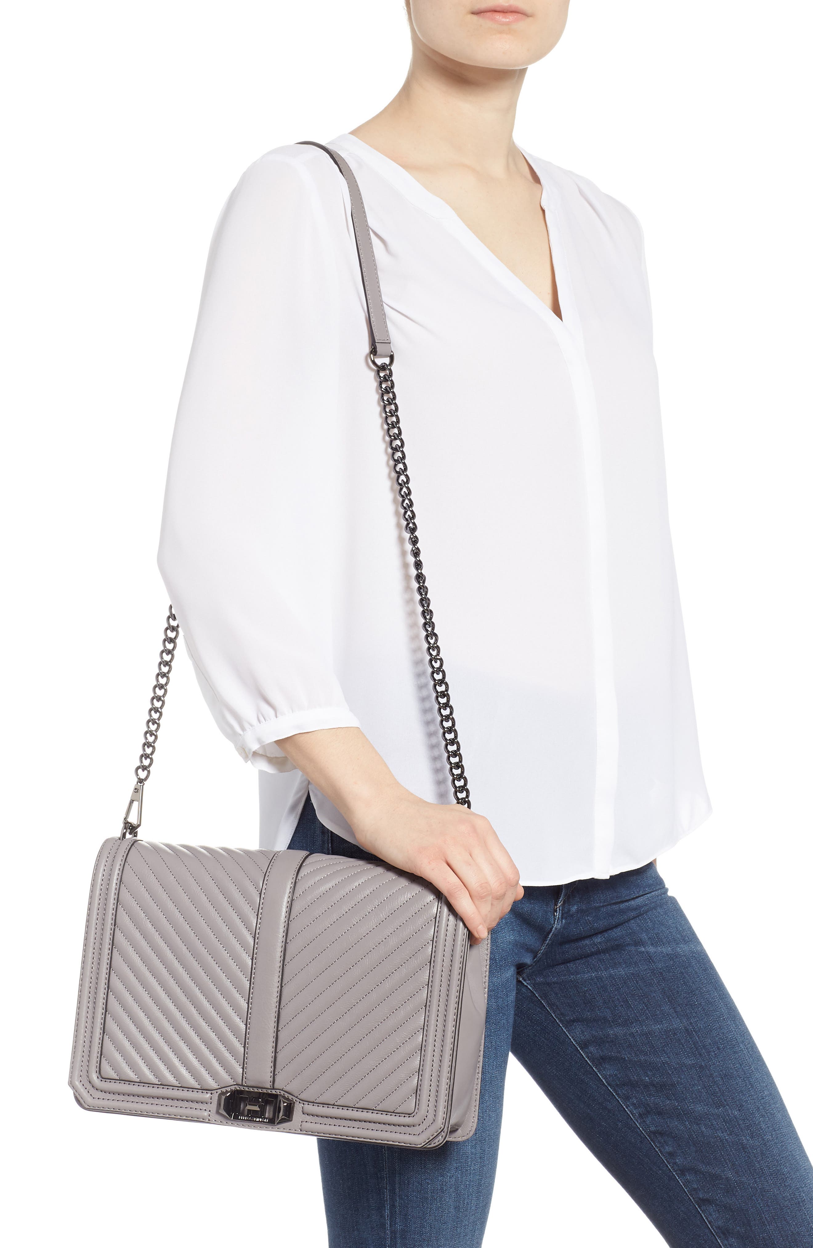 'Love Jumbo' Crossbody Bag, Alternate, color, GREY